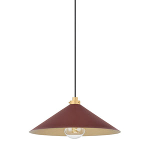 Hudson Valley - MDS1402-AGB/CRN - One Light Pendant - Clivedon - Aged Brass/Soft Crimson