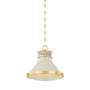 Hudson Valley - MDS2404-AGB/OW - One Light Pendant - Highclere - Aged Brass/Off-White