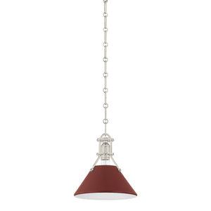 Hudson Valley - MDS351-PN/CRN - One Light Pendant - Painted No. 2 - Polished Nickel/Soft Crimson