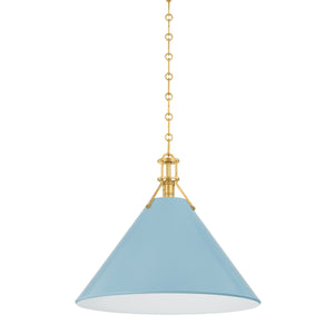 Hudson Valley - MDS352L-AGB/BB - One Light Pendant - Painted No. 2 - Aged Brass/Blue Bird