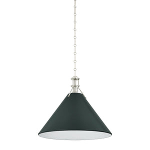Hudson Valley - MDS352L-PN/SSG - One Light Pendant - Painted No. 2 - Polished Nickel/Soft Studio Green