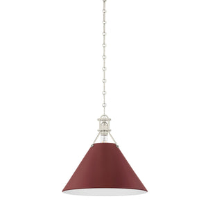 Hudson Valley - MDS352-PN/CRN - One Light Pendant - Painted No. 2 - Polished Nickel/Soft Crimson