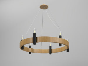 Accord Lighting - 1517.09 - Six Light Pendant - Flow - Louro Freijo