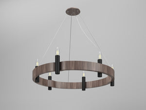 Accord Lighting - 1526.18 - Six Light Pendant - Flow - American Walnut