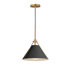 Maxim - 25229BKNAB - One Light Pendant - Lucas - Black / Natural Aged Brass