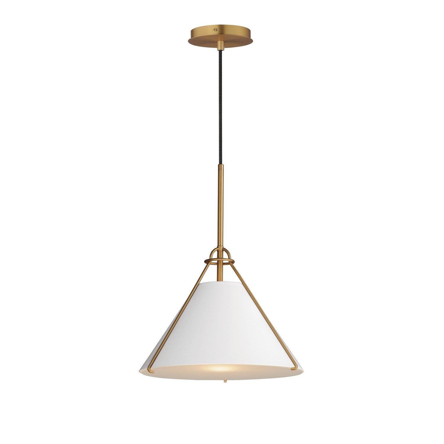 Maxim - 25229WTNAB - One Light Pendant - Lucas - White/Natural Aged Brass