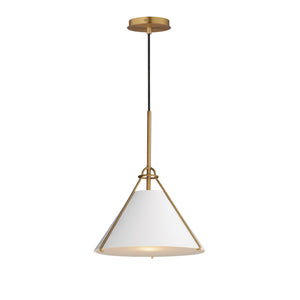 Maxim - 25229WTNAB - One Light Pendant - Lucas - White/Natural Aged Brass