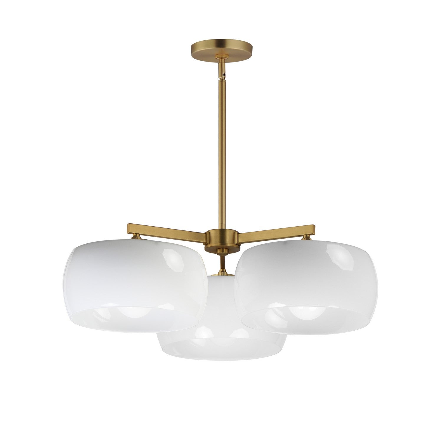 Maxim - 26143WTNAB - Three Light Chandelier - Glazed - White/Natural Aged Brass