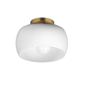 Maxim - 26149WTNAB - One Light Flush Mount - Glazed - White/Natural Aged Brass