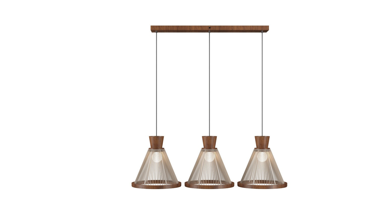 Accord Lighting - 1538.06 - Three Light Pendant - Corda - Imbuia