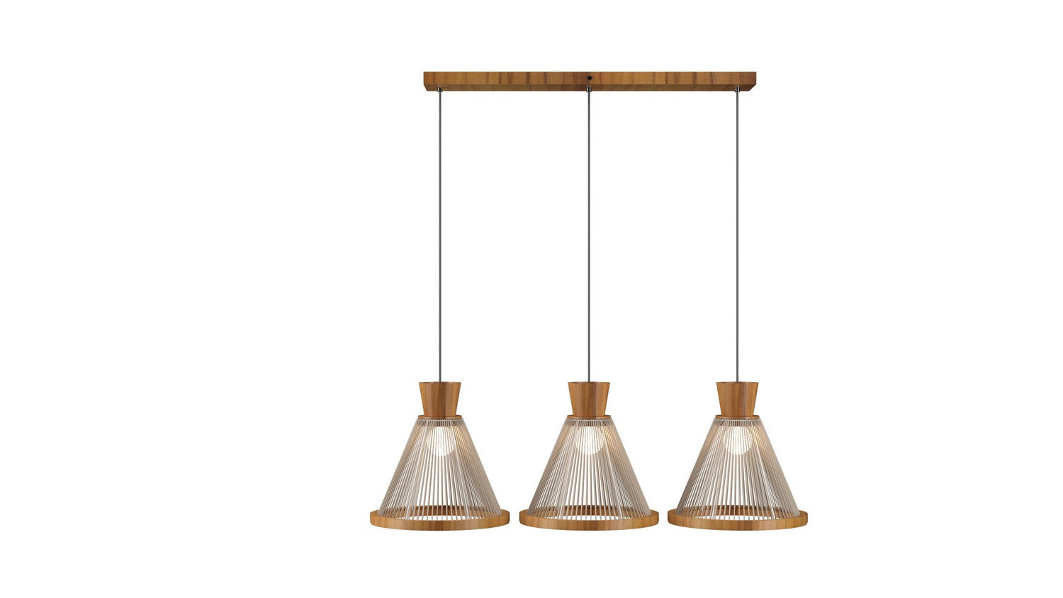 Accord Lighting - 1538.12 - Three Light Pendant - Corda - Teak