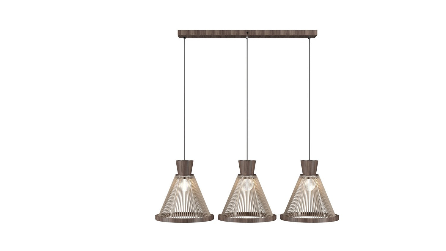 Accord Lighting - 1538.18 - Three Light Pendant - Corda - American Walnut
