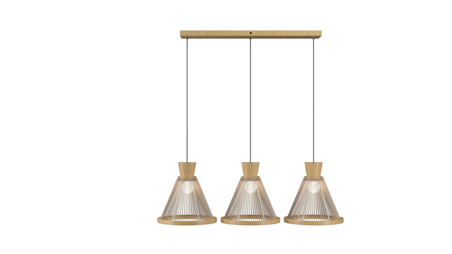 Accord Lighting - 1538.45 - Three Light Pendant - Corda - Sand
