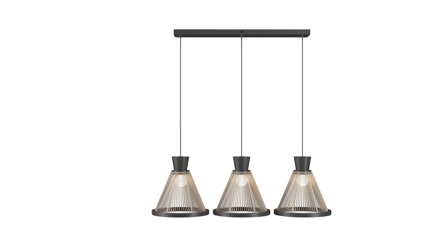 Accord Lighting - 1538.50 - Three Light Pendant - Corda - Organic Grey