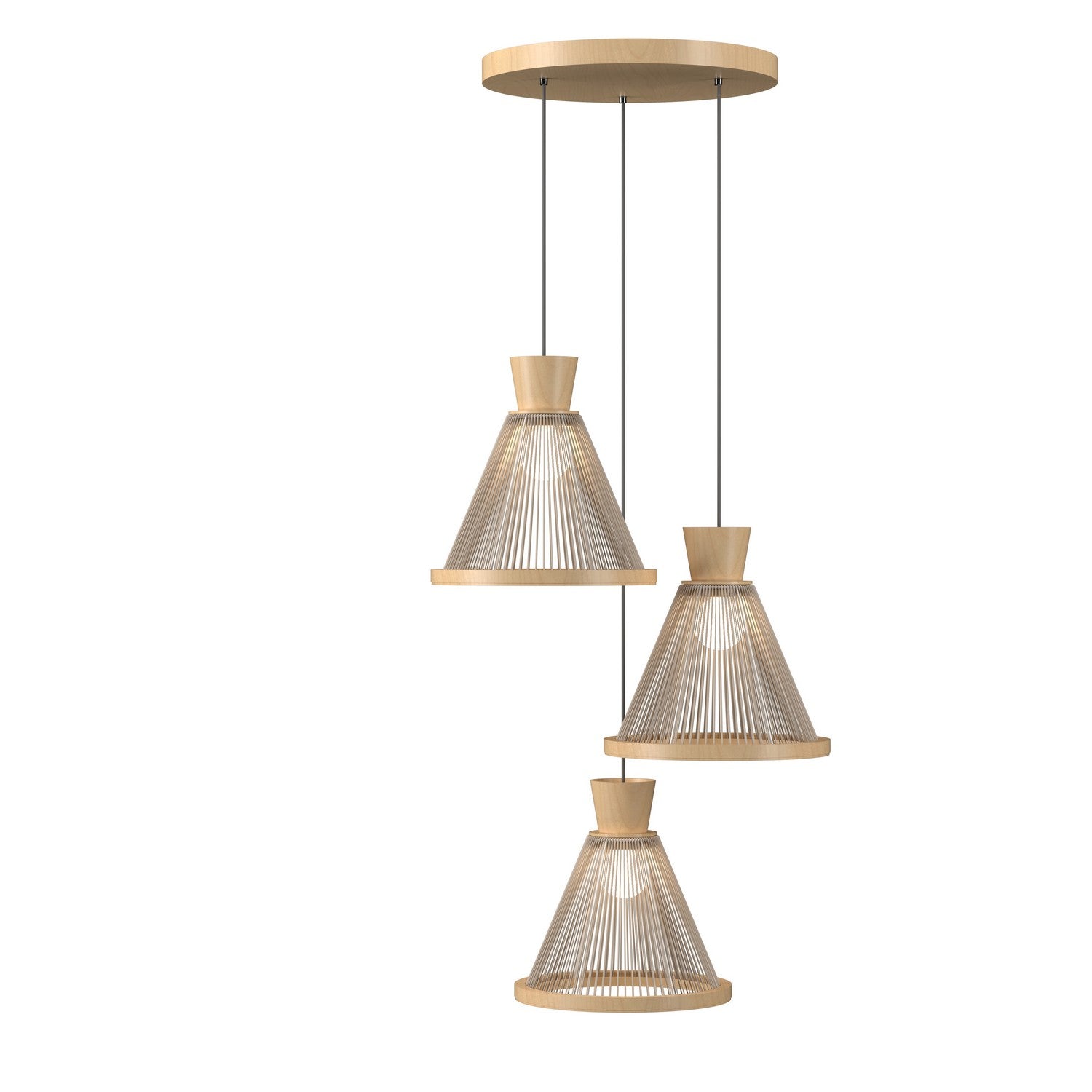 Accord Lighting - 1541.34 - Three Light Pendant - Corda - Maple