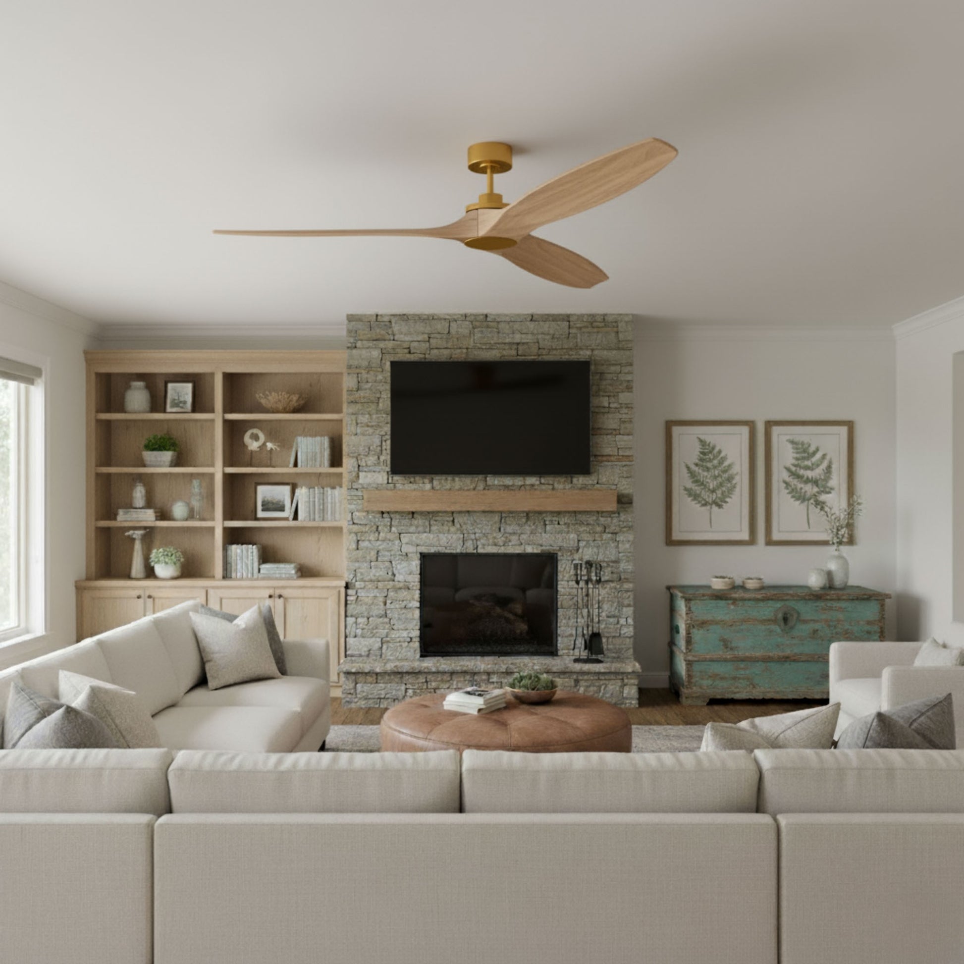 Visual Comfort Fan - 3CLNSM70BBSWWO - 70" Ceiling Fan - Collins Smart 70 - Burnished Brass