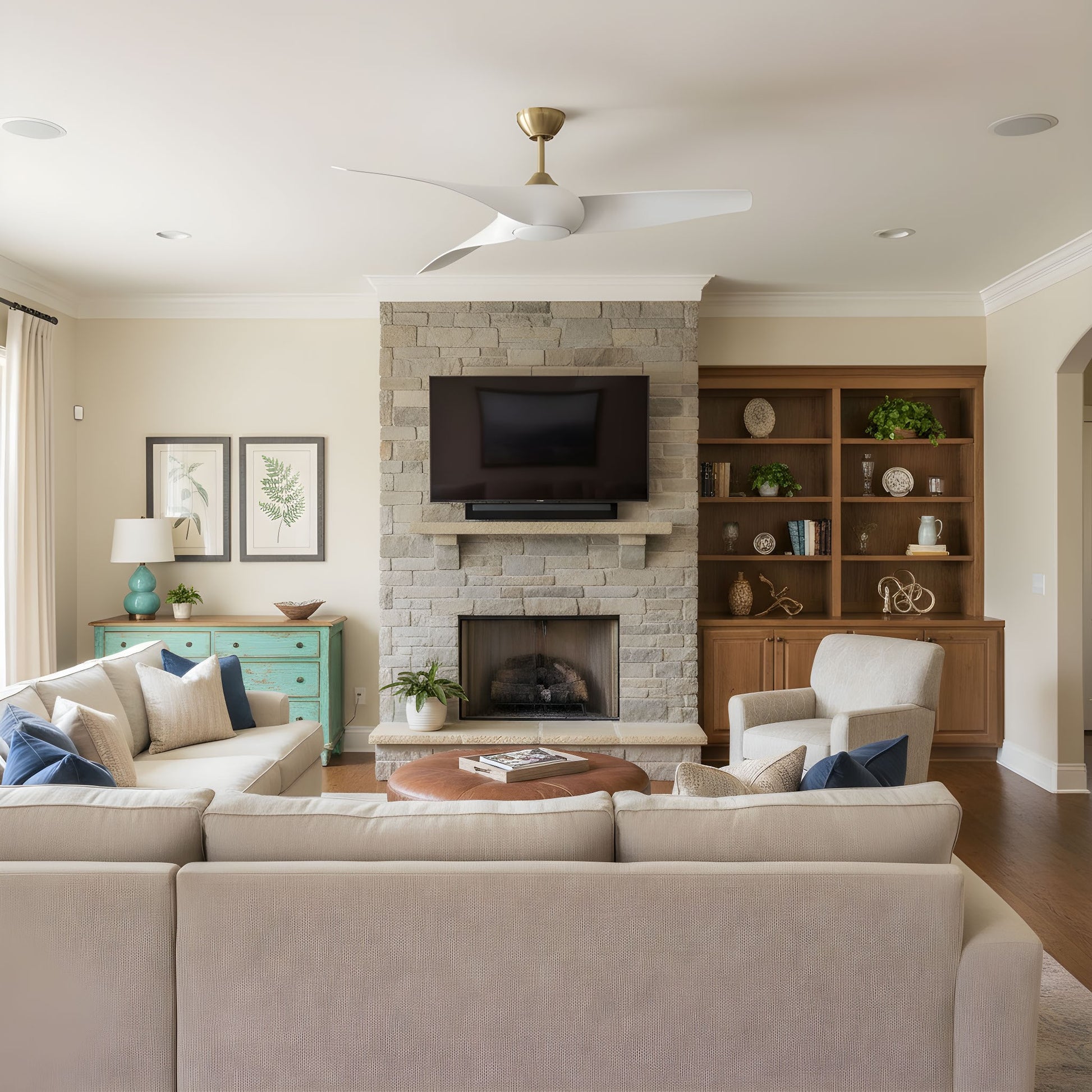 Visual Comfort Fan - 3TNSM52BBSD - 52" Ceiling Fan - Topan Smart 52 LED - Burnished Brass