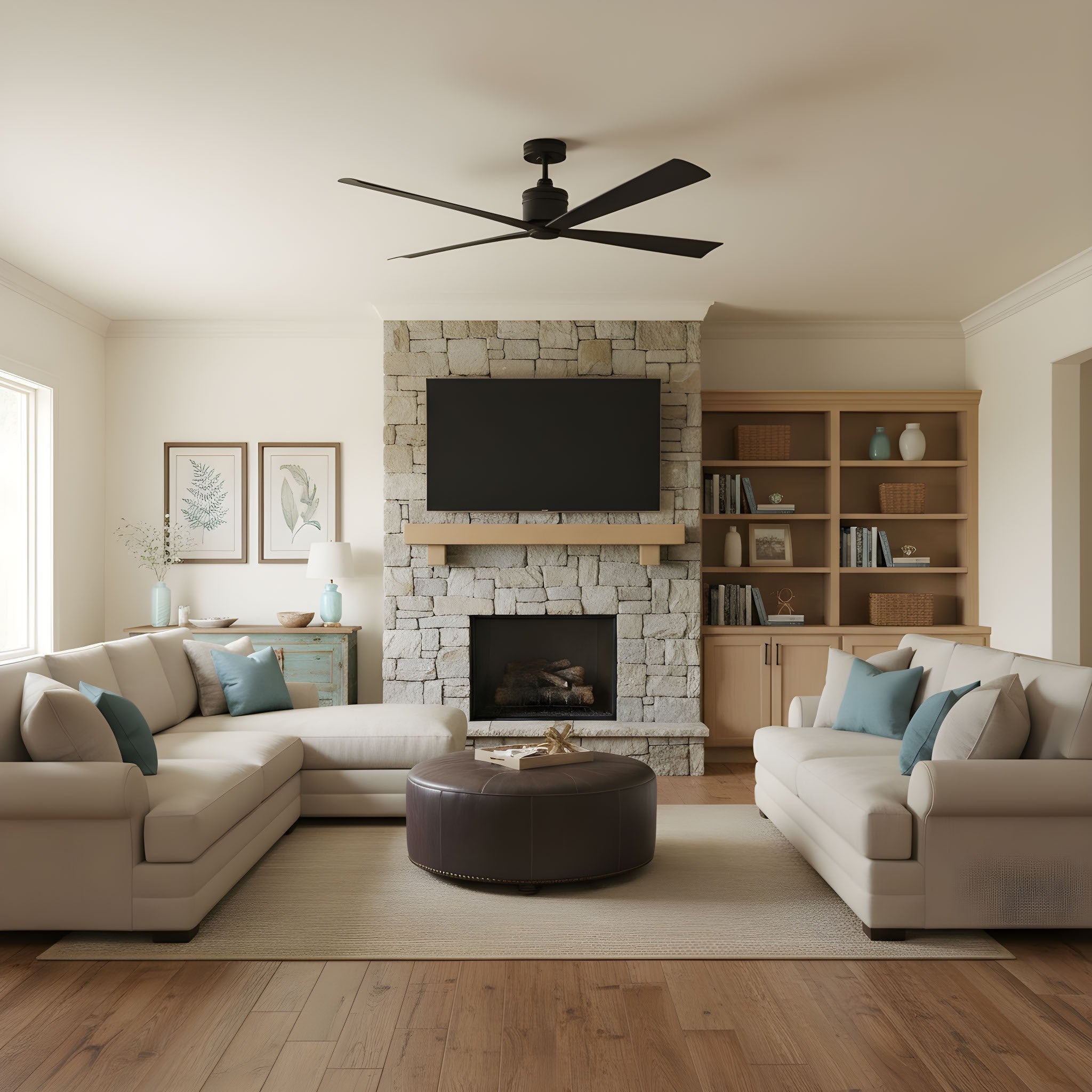 Visual Comfort Fan - 4LNCR72MBK - 72" Ceiling Fan - Launceton 72 - Midnight Black