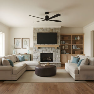 Visual Comfort Fan - 4LNCR72MBK - 72" Ceiling Fan - Launceton 72 - Midnight Black