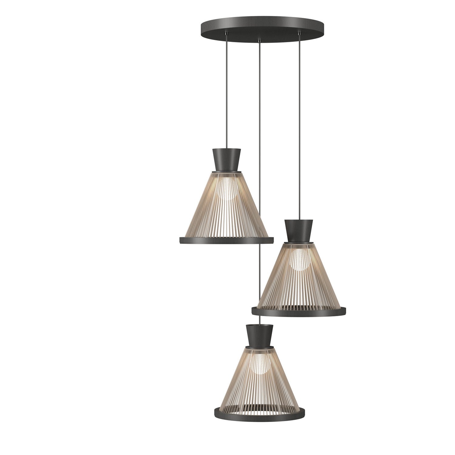 Accord Lighting - 1541.50 - Three Light Pendant - Corda - Organic Grey