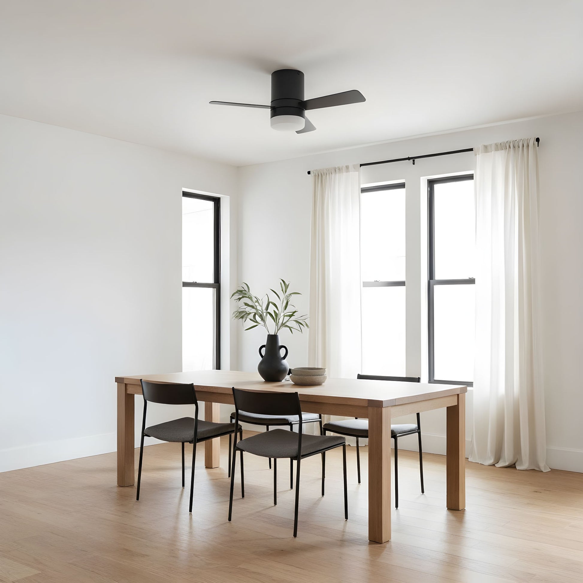 Generation Lighting - 3ERHR32MBKD - 32"Ceiling Fan - Era 32 Hugger LED - Midnight Black