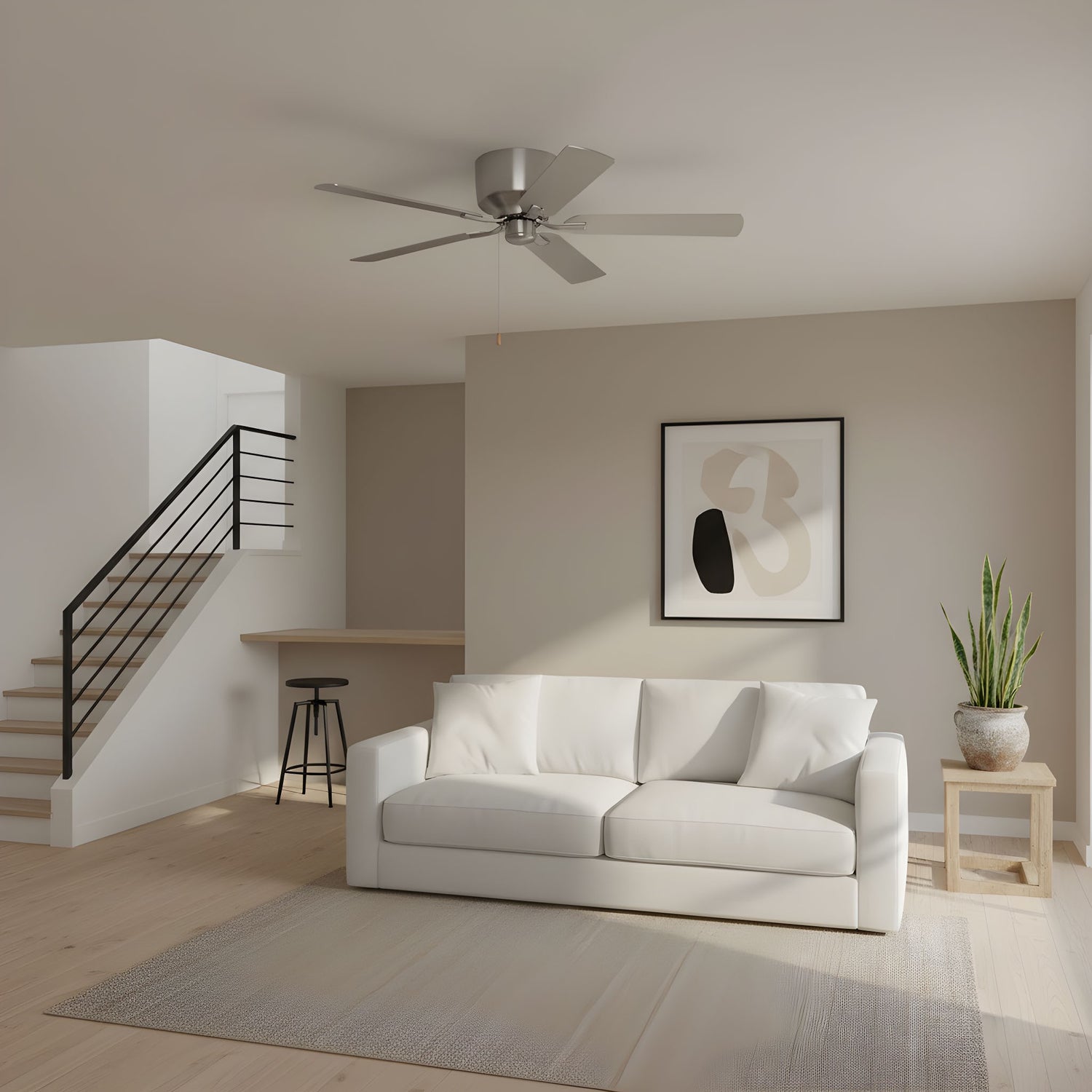 Generation Lighting - 5LDH52BS - 52"Ceiling Fan - Linden 52 Hugger - Brushed Steel