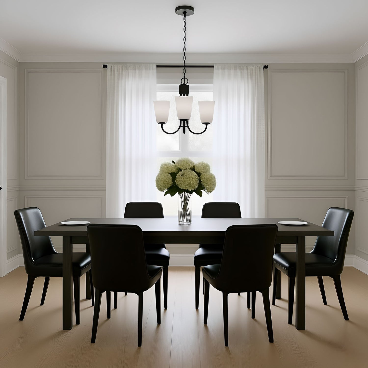 Generation Lighting - GLC1123MBK - Three Light Chandelier - Miles - Midnight Black