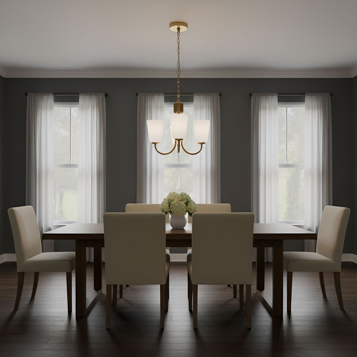 Generation Lighting - GLC1123SB - Three Light Chandelier - Miles - Satin Brass