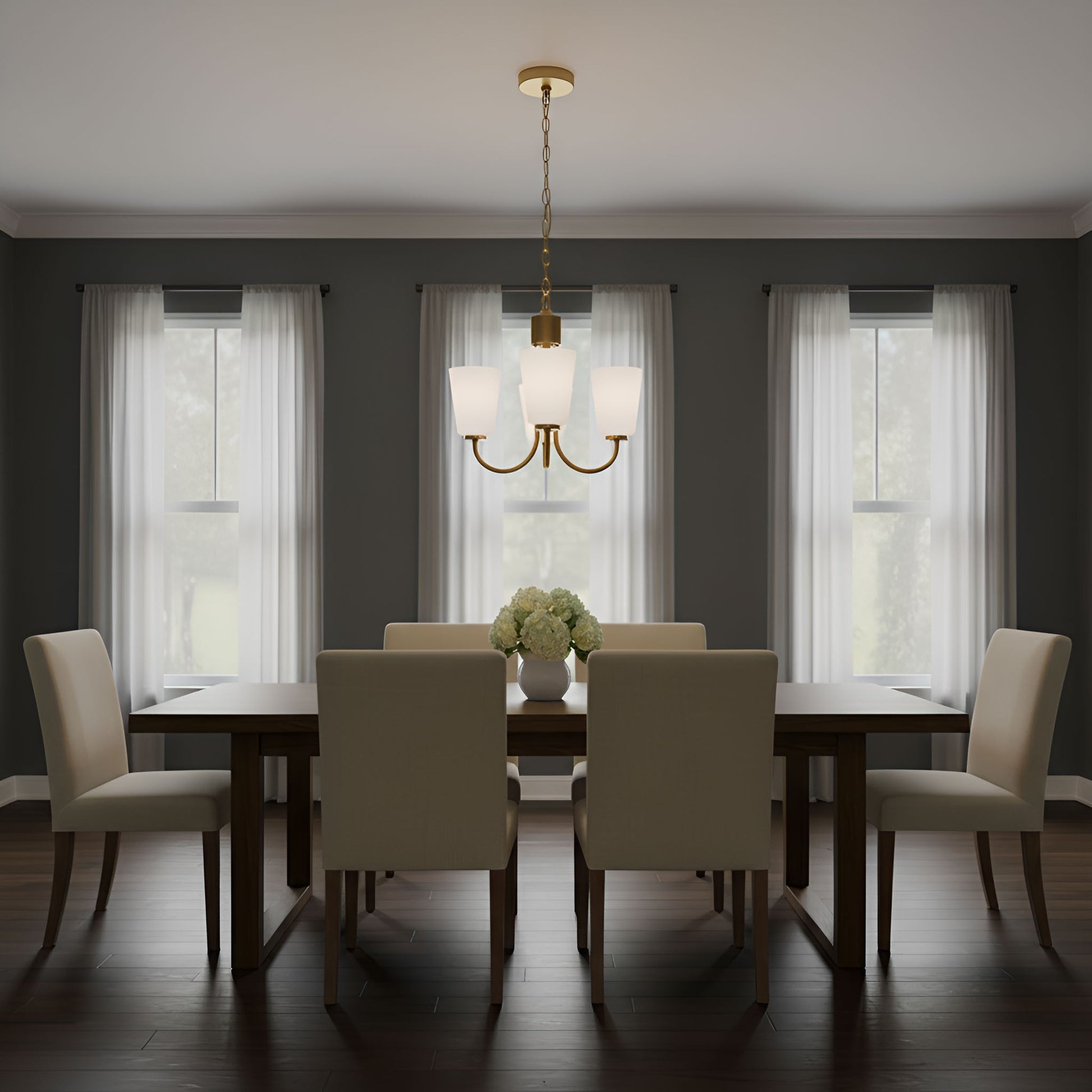 Generation Lighting - GLC1123SB - Three Light Chandelier - Miles - Satin Brass