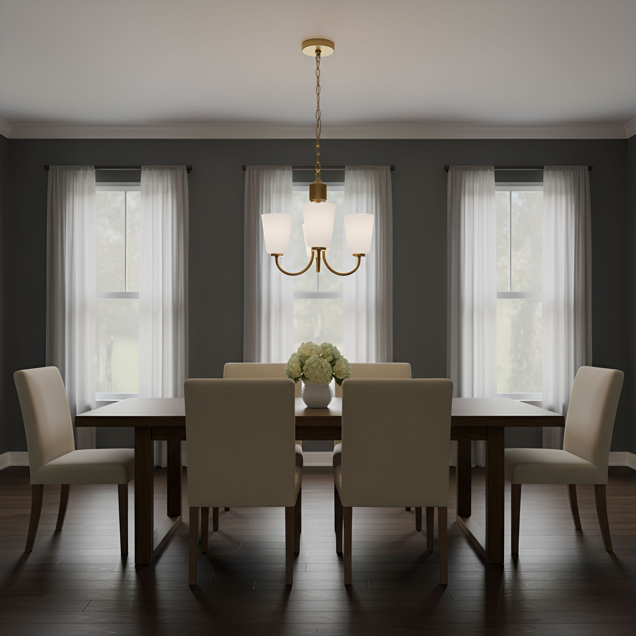 Generation Lighting - GLC1123SB - Three Light Chandelier - Miles - Satin Brass