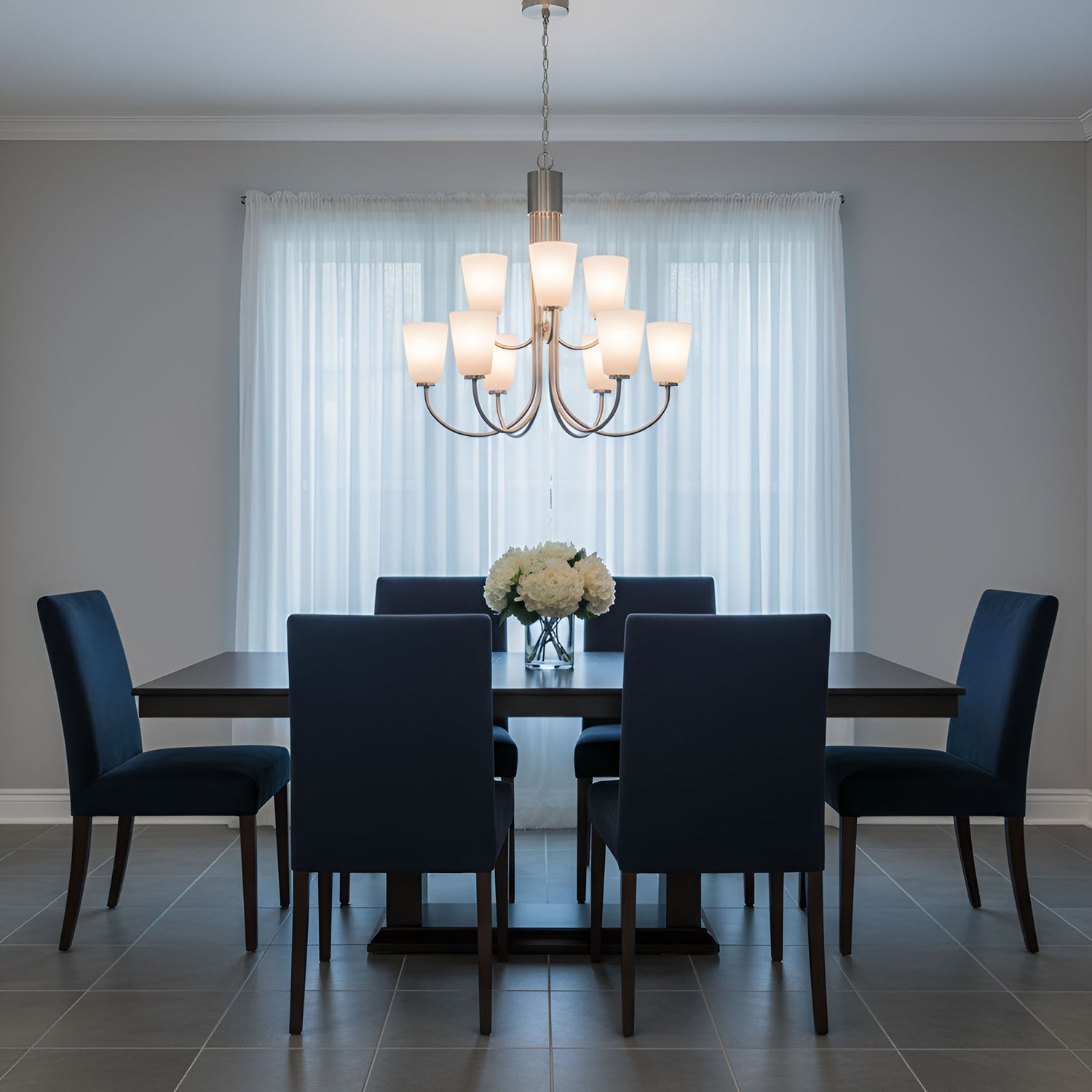 Generation Lighting - GLC1139BS - Nine Light Chandelier - Miles - Brushed Nickel