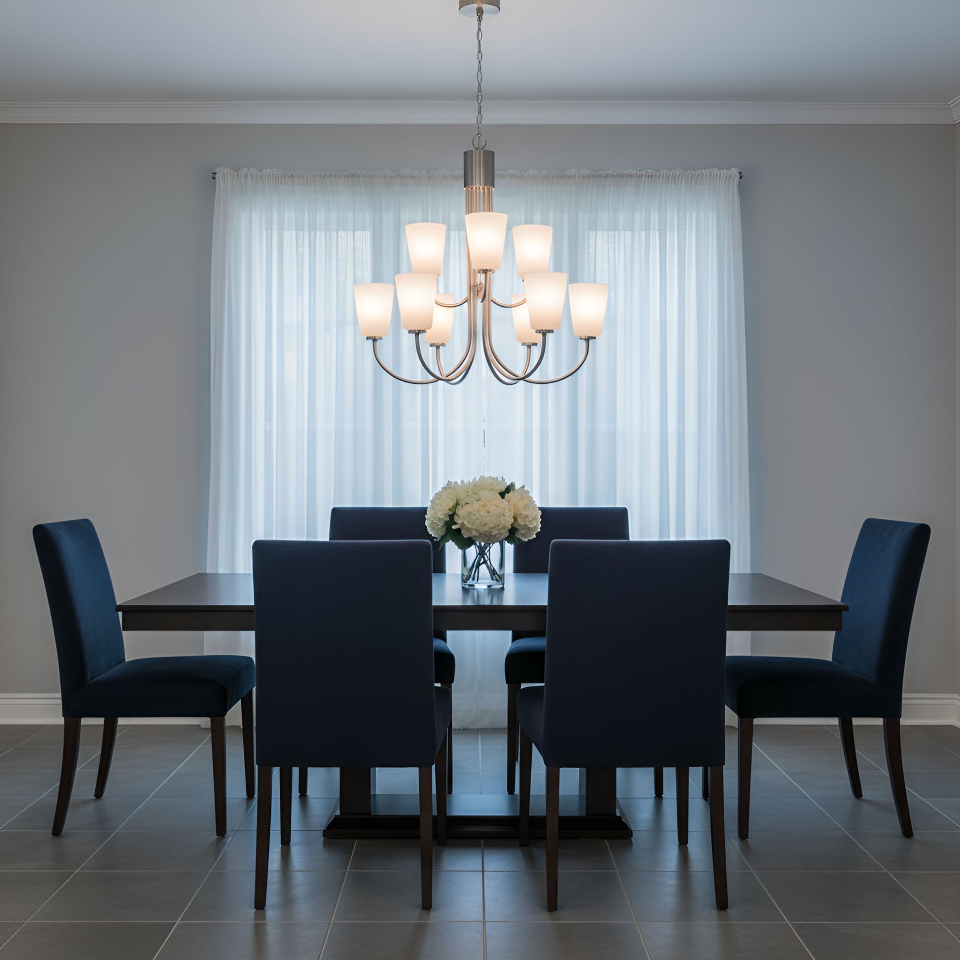 Generation Lighting - GLC1139BS - Nine Light Chandelier - Miles - Brushed Nickel