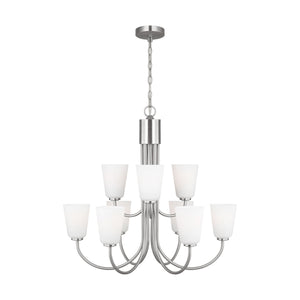 Generation Lighting - GLC1139BS - Nine Light Chandelier - Miles - Brushed Nickel