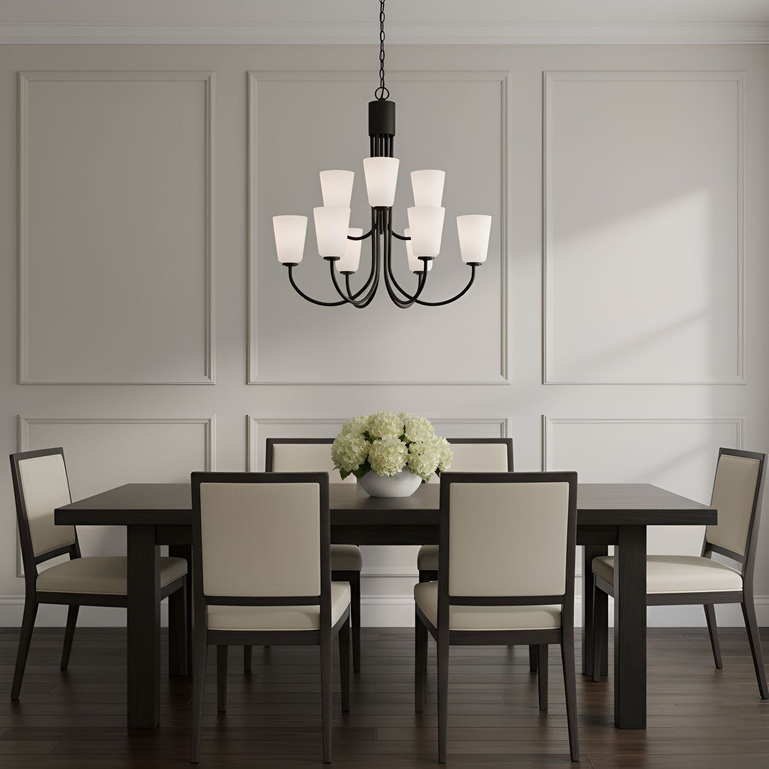 Generation Lighting - GLC1139MBK - Nine Light Chandelier - Miles - Midnight Black