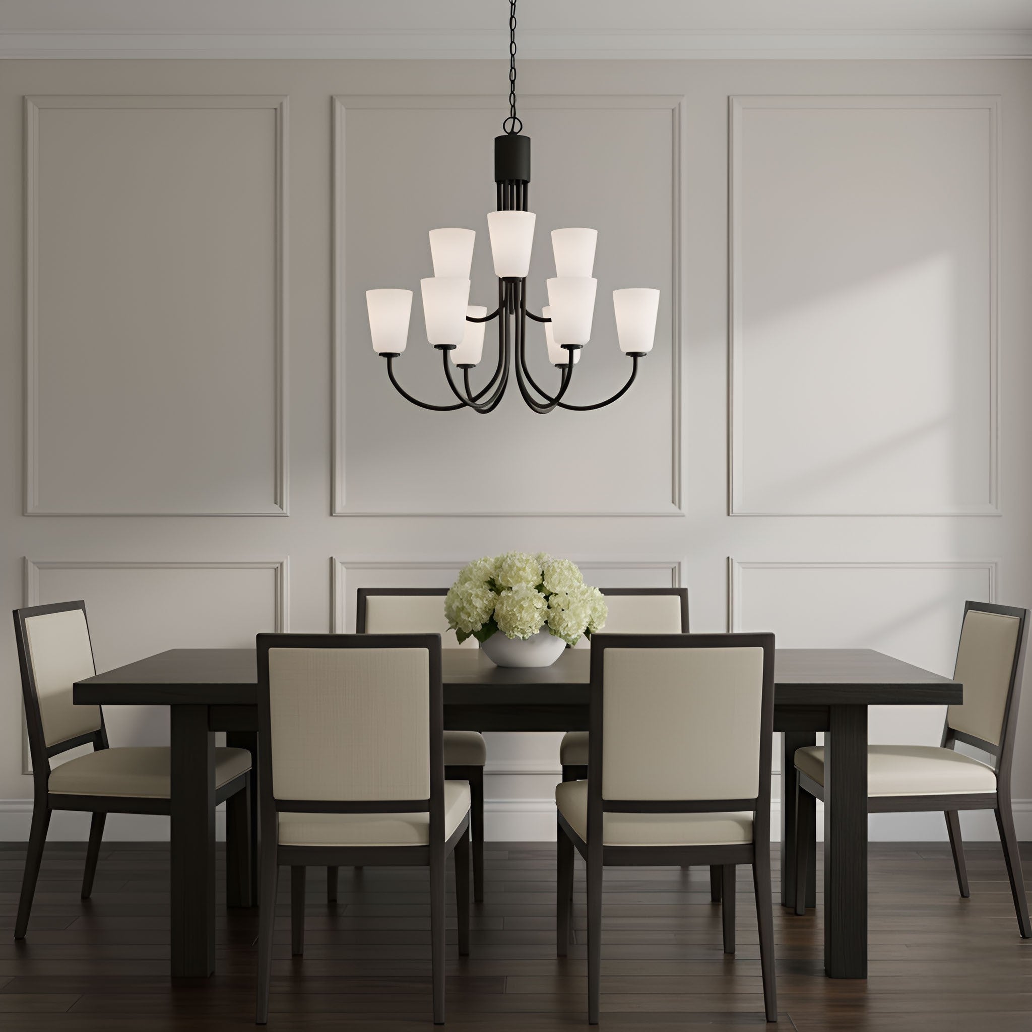Generation Lighting - GLC1139MBK - Nine Light Chandelier - Miles - Midnight Black