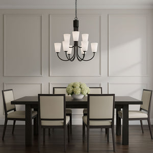 Generation Lighting - GLC1139MBK - Nine Light Chandelier - Miles - Midnight Black