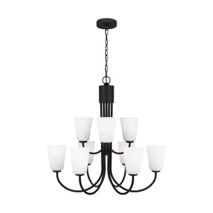 Generation Lighting - GLC1139MBK - Nine Light Chandelier - Miles - Midnight Black