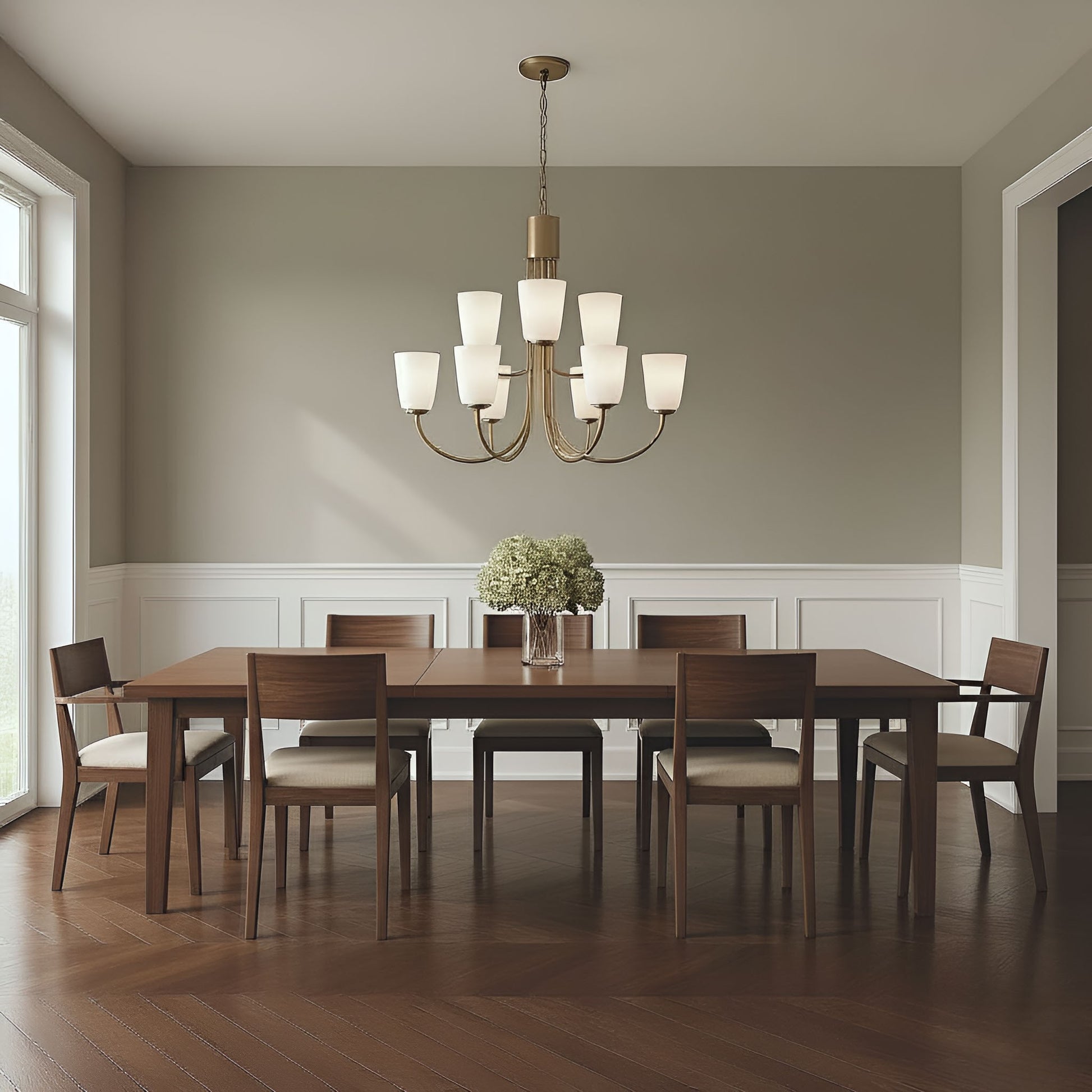 Generation Lighting - GLC1139SB - Nine Light Chandelier - Miles - Satin Brass