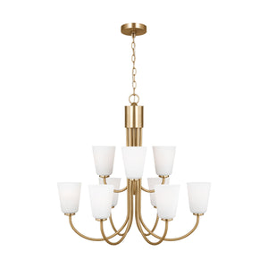 Generation Lighting - GLC1139SB - Nine Light Chandelier - Miles - Satin Brass