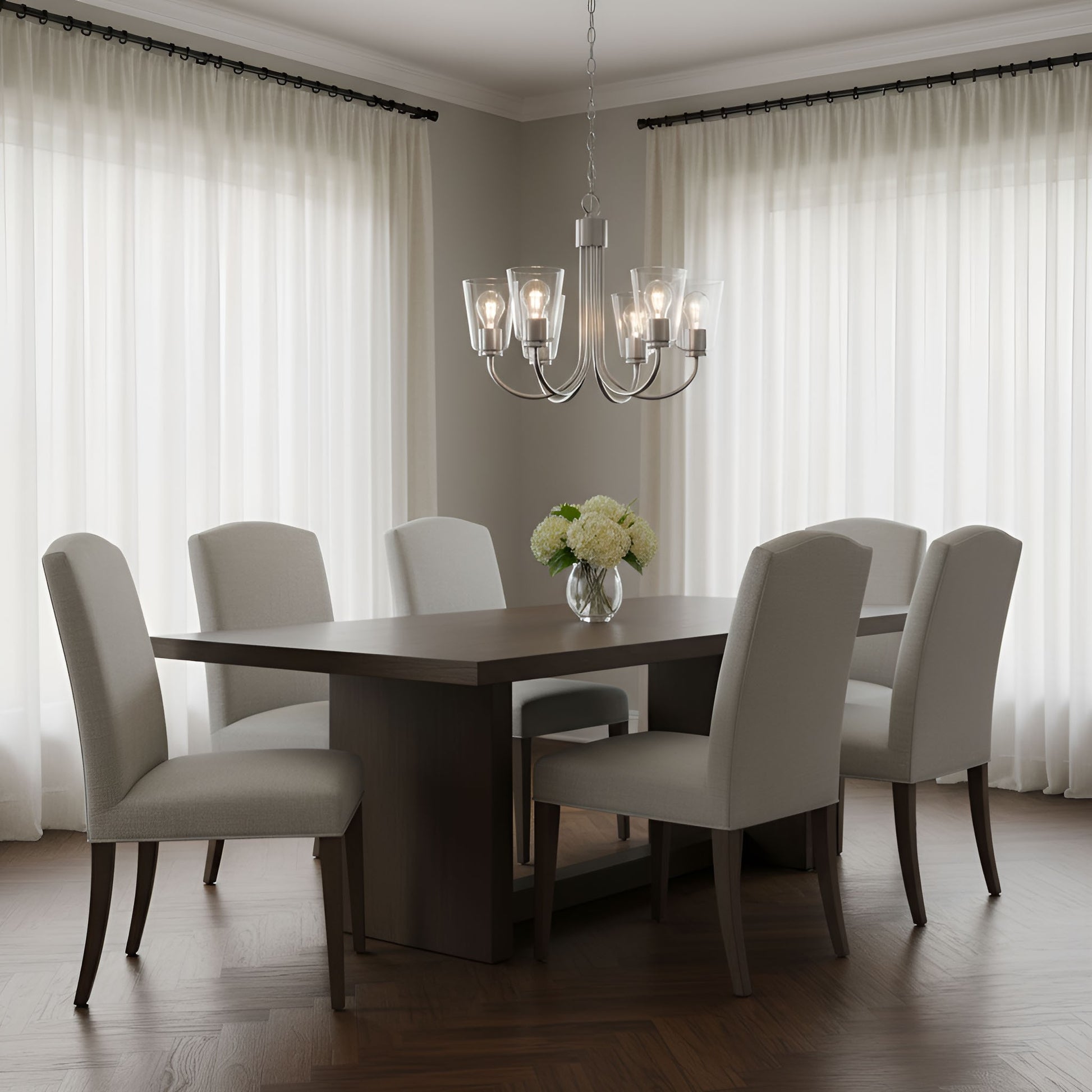 Generation Lighting - GLC1145BS - Five Light Chandelier - Miles - Brushed Nickel