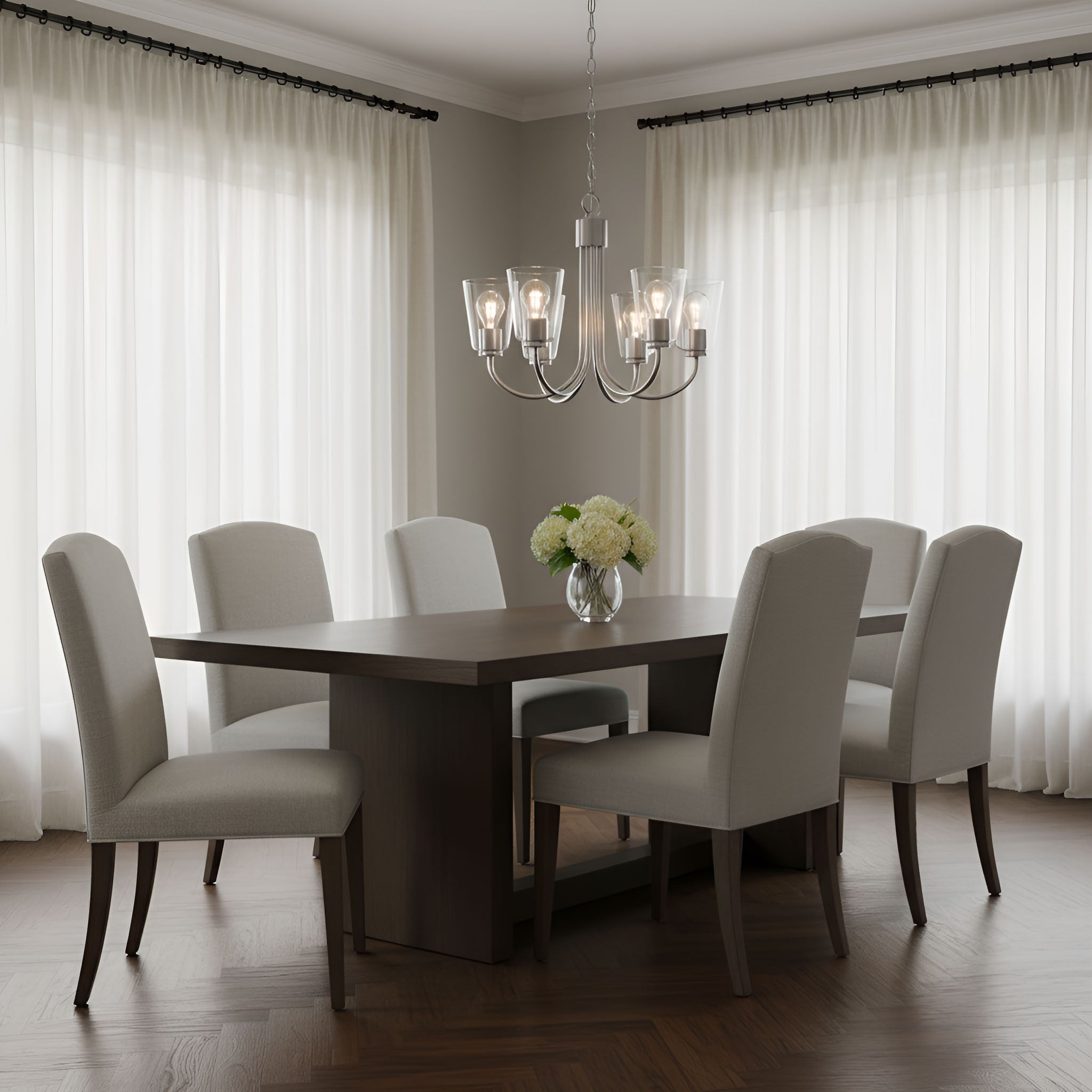 Generation Lighting - GLC1145BS - Five Light Chandelier - Miles - Brushed Nickel