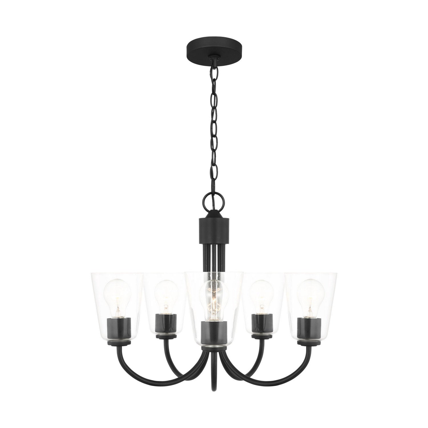 Generation Lighting - GLC1145MBK - Five Light Chandelier - Miles - Midnight Black
