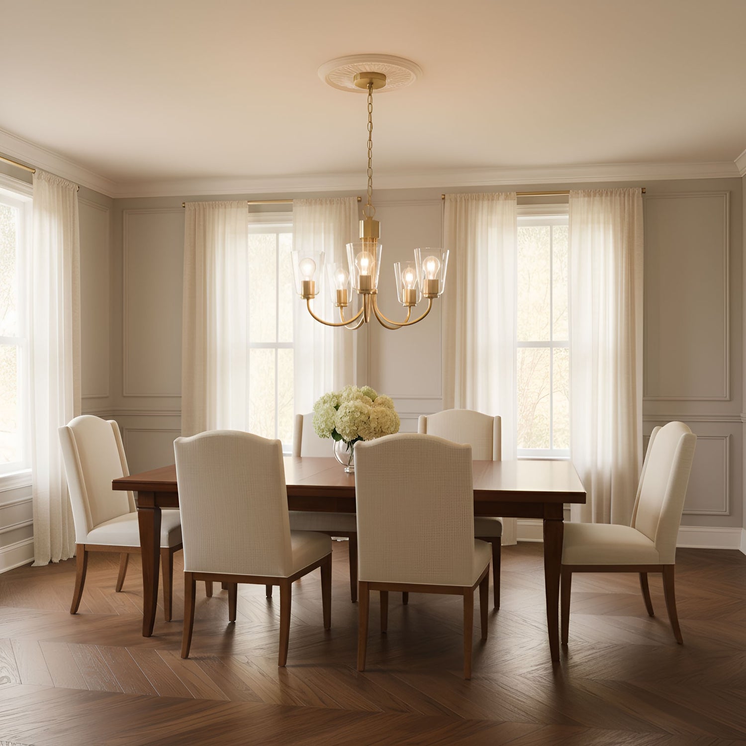 Generation Lighting - GLC1145SB - Five Light Chandelier - Miles - Satin Brass