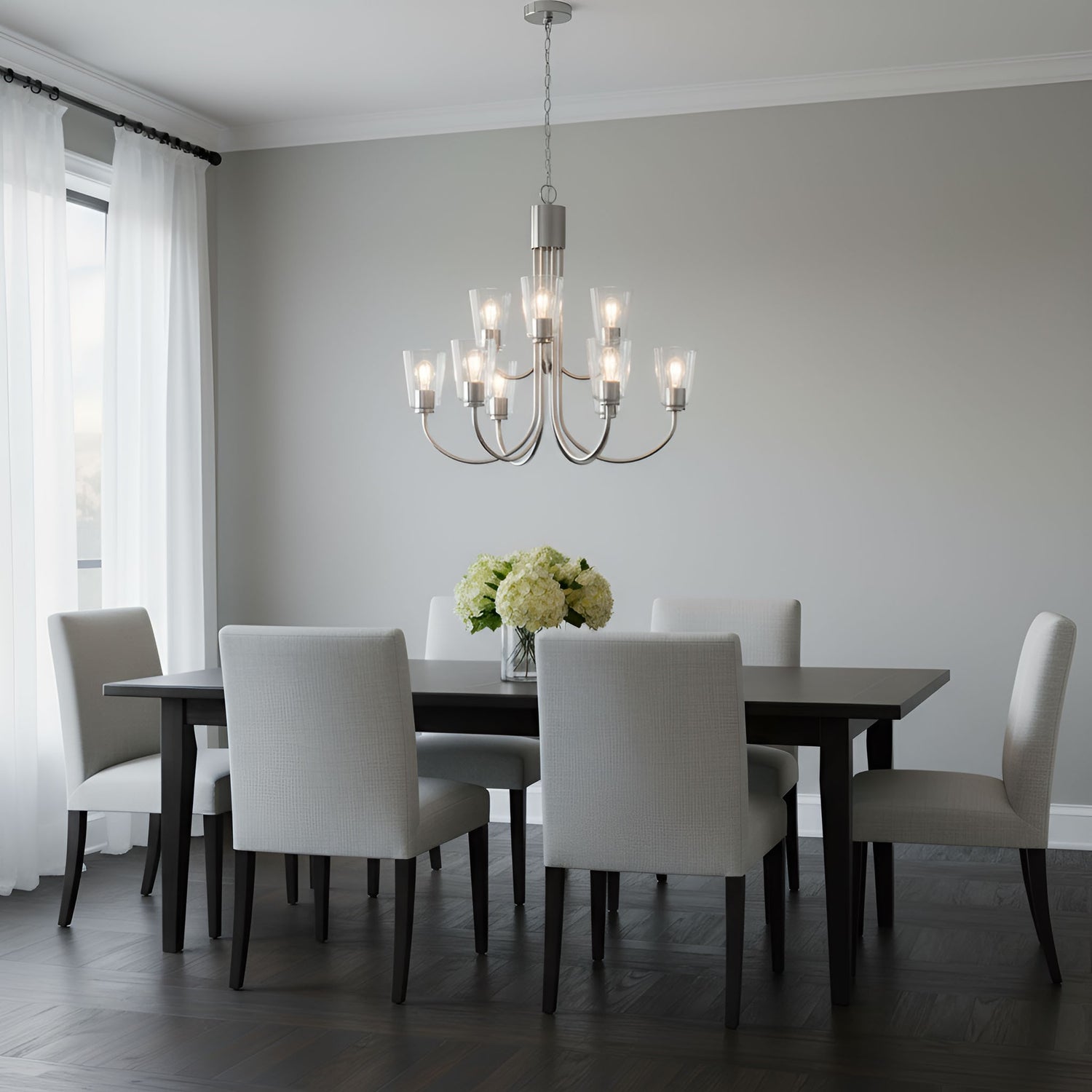 Generation Lighting - GLC1169BS - Nine Light Chandelier - Miles - Brushed Nickel