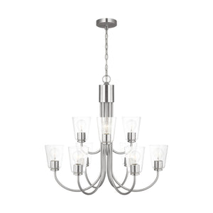 Generation Lighting - GLC1169BS - Nine Light Chandelier - Miles - Brushed Nickel