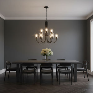 Generation Lighting - GLC1169MBK - Nine Light Chandelier - Miles - Midnight Black