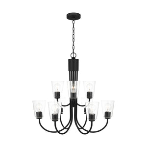 Generation Lighting - GLC1169MBK - Nine Light Chandelier - Miles - Midnight Black
