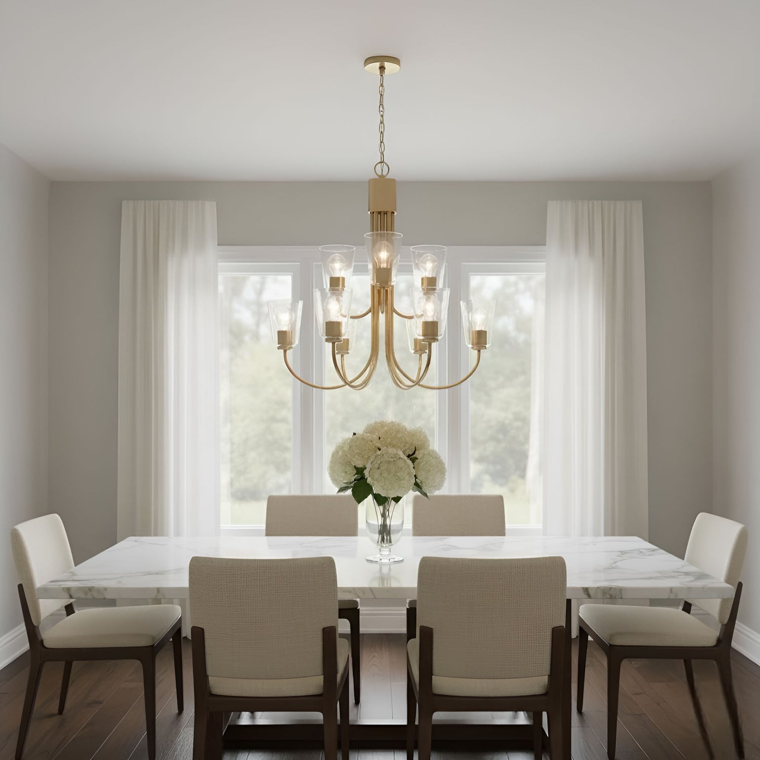 Generation Lighting - GLC1169SB - Nine Light Chandelier - Miles - Satin Brass