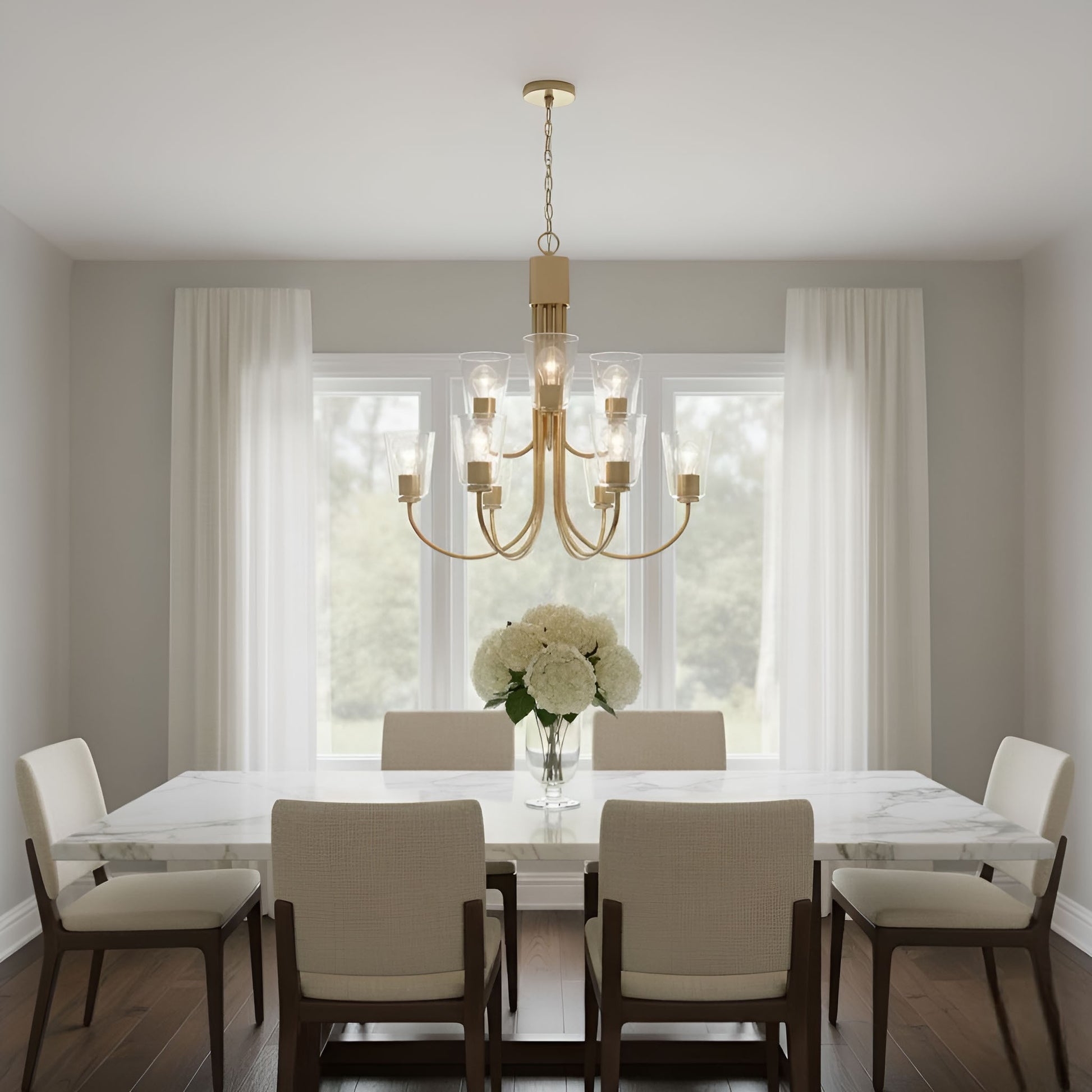 Generation Lighting - GLC1169SB - Nine Light Chandelier - Miles - Satin Brass