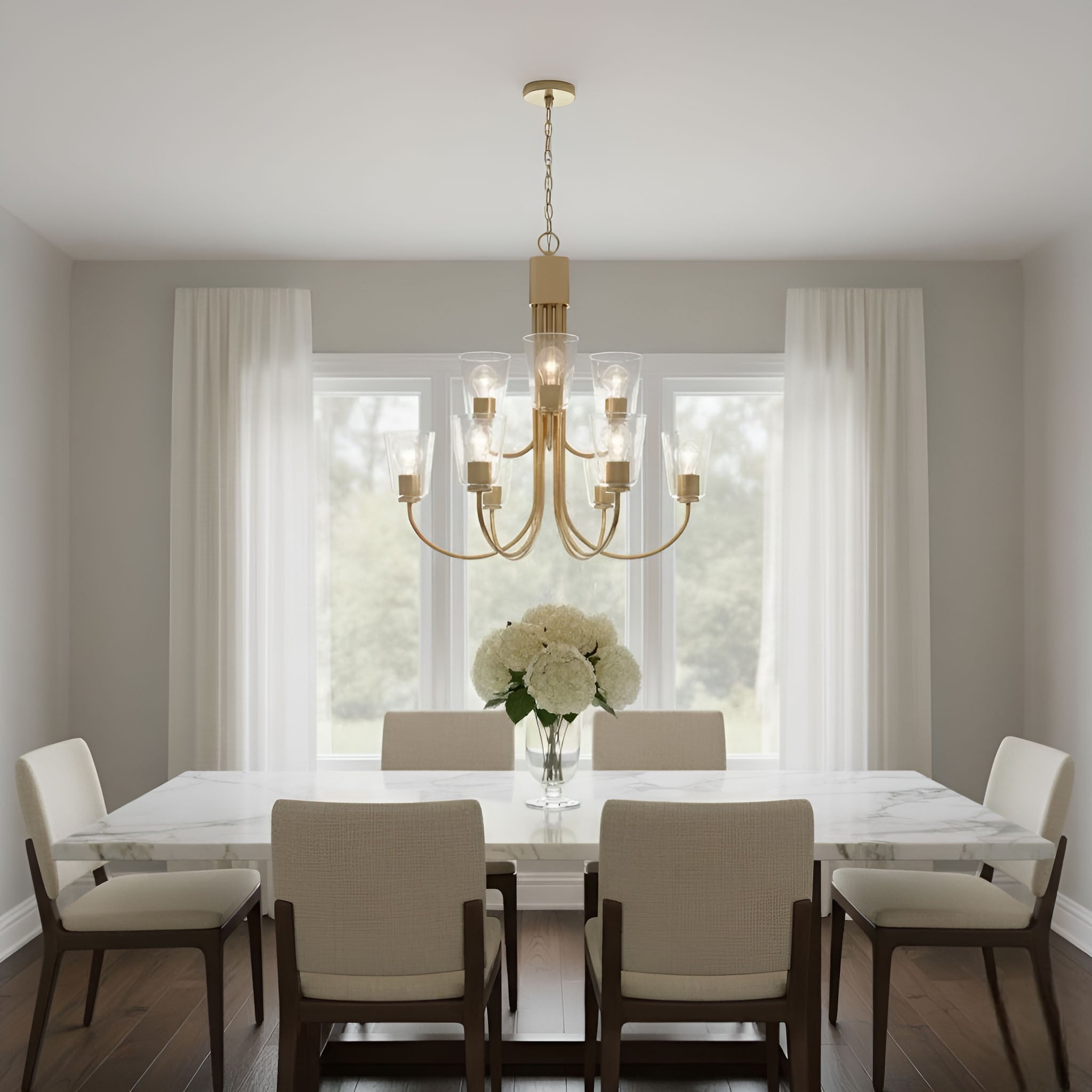 Generation Lighting - GLC1169SB - Nine Light Chandelier - Miles - Satin Brass